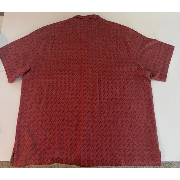 Tommy Bahama Mens XXXL Red Geometric Diamond Print Short Sleeve Button Shirt - Picture 4 of 4